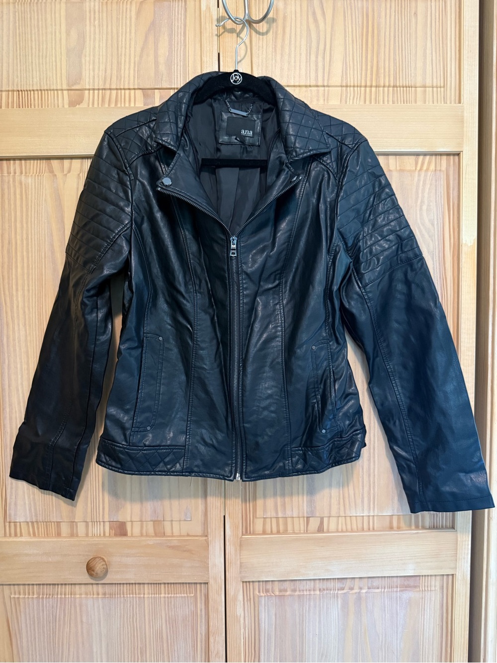 a.n.a Black Quilted Faux Leather Moto Jacket